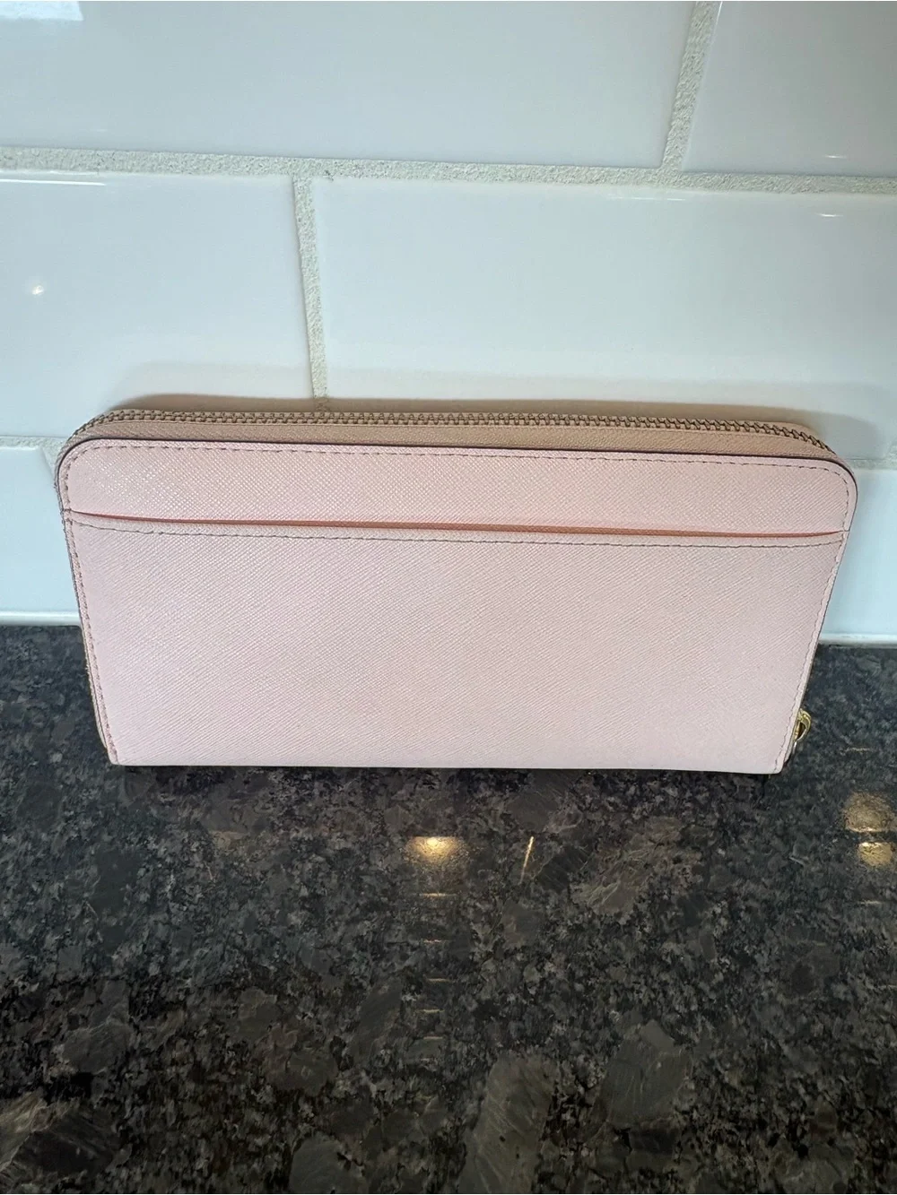 kate spade Blush Pink Saffiano Zip Wallet